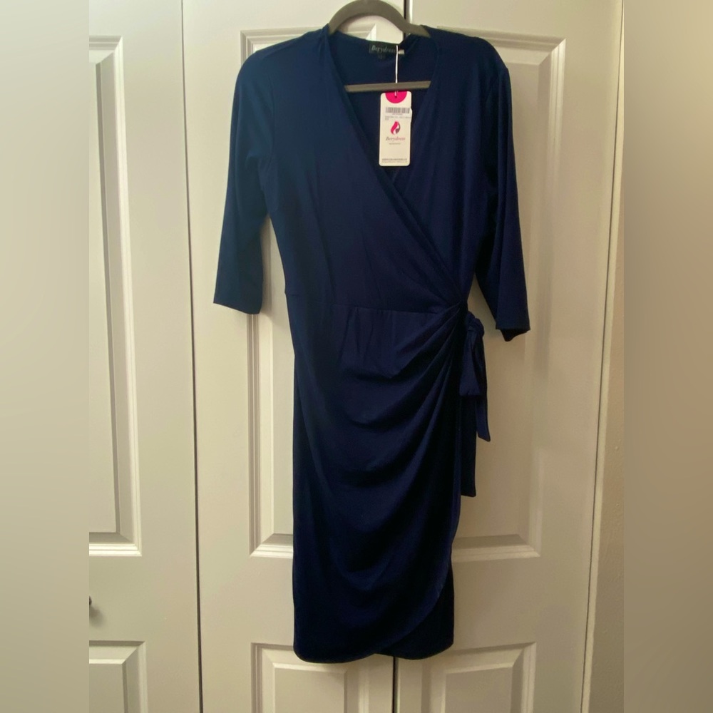 Blue waist wrap dress